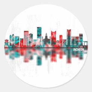 Incheon South Korea Skyline Classic Round Sticker