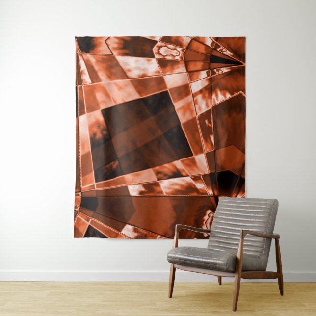 Inclined or stretched rectangles brownish coral tapestry (In Situ)
