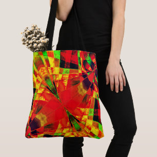 Inclined or stretched rectangles ...red yellowish tote bag