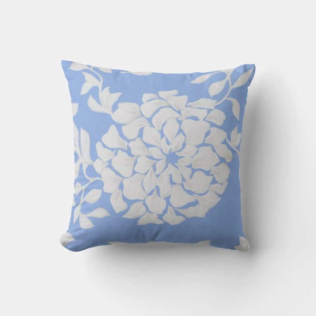 Inclined Step Pattern flowers Leaf Blue White Cushion (Front)