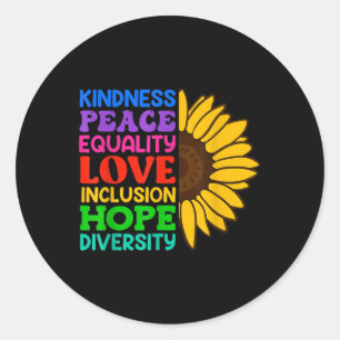 Inclusion Acceptance Kindness Solidarity Awareness Classic Round Sticker