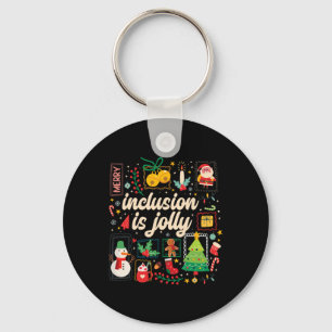 Inclusion Is Jolly Sped Teacher Christmas Stamp St Key Ring