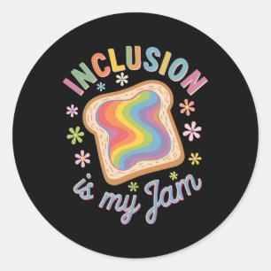 Inclusion Is My Jam Autism Awareness  Classic Round Sticker
