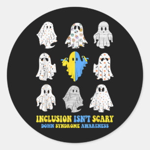 Inclusion Isnt Scary Down Syndrome Awareness Cute  Classic Round Sticker