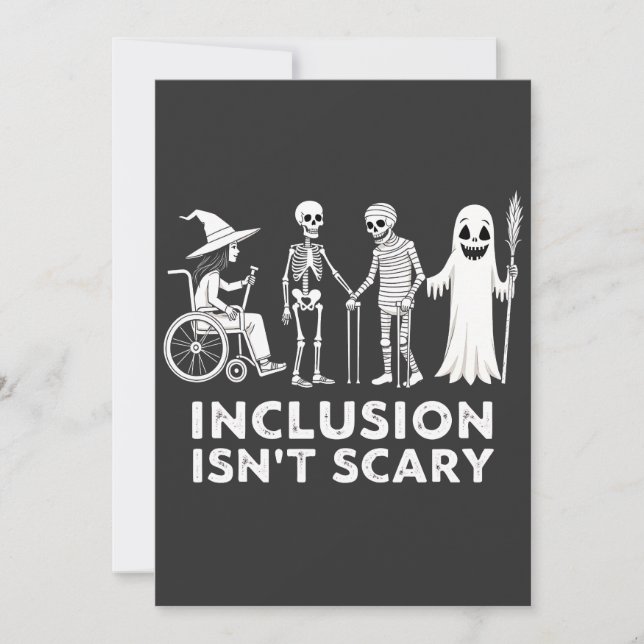 Inclusion isn't scary Spooky Skeleton Teacher  Invitation (Front)