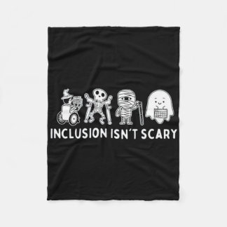 Inclusion Isn't Scary Teacher Skeleton Ghost Cute Fleece Blanket