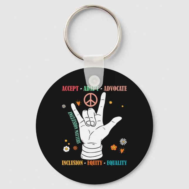 Inclusion Problems Autism Awareness Teacher Inspir Key Ring (Front)