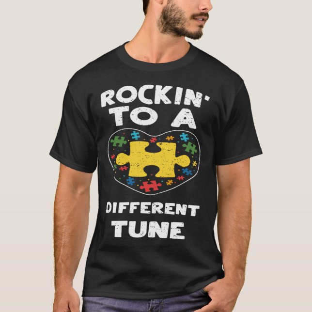 Inclusion Rockin To A Different Tune  Autism Aware T-Shirt (Front)