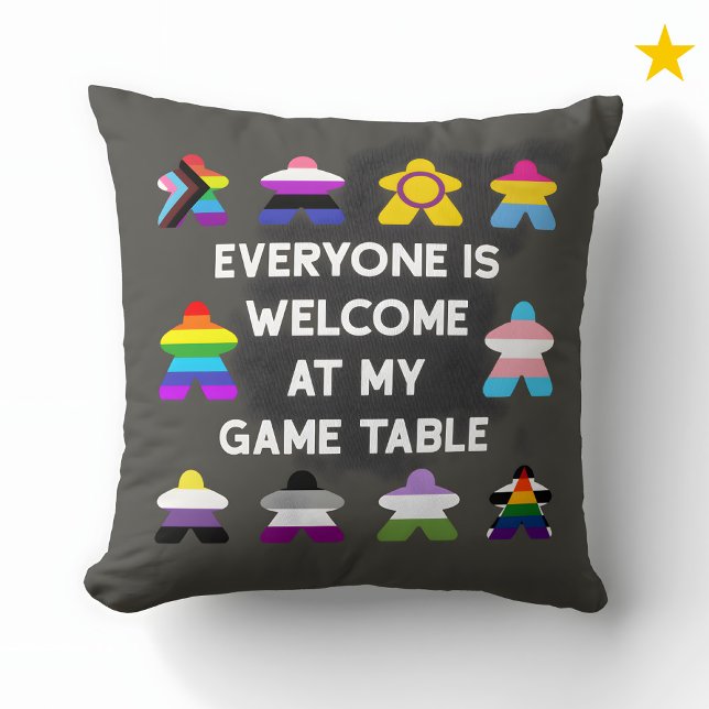 Inclusive Board Game LGBTQ Pride Flag Meeples  Cushion (Creator Uploaded)