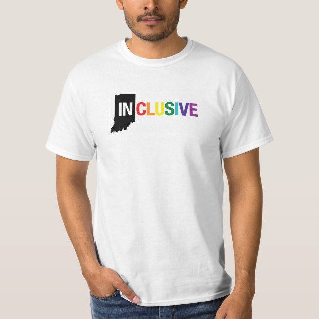 Inclusive Indiana | White T-Shirt, Full Colour T-Shirt (Front)