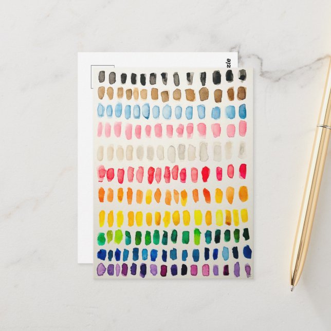 Inclusive Pride Flag Watercolor Postcard For LGBT+ (Front/Back In Situ)