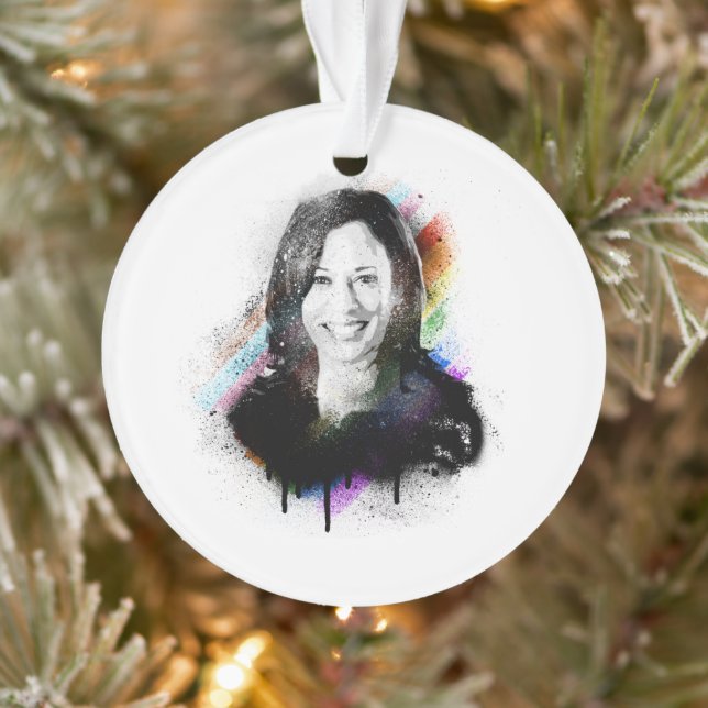 Inclusive Pride Kamala Harris Spray Paint Ornament (Tree)
