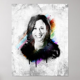 Inclusive Pride Kamala Harris Spray Paint Poster