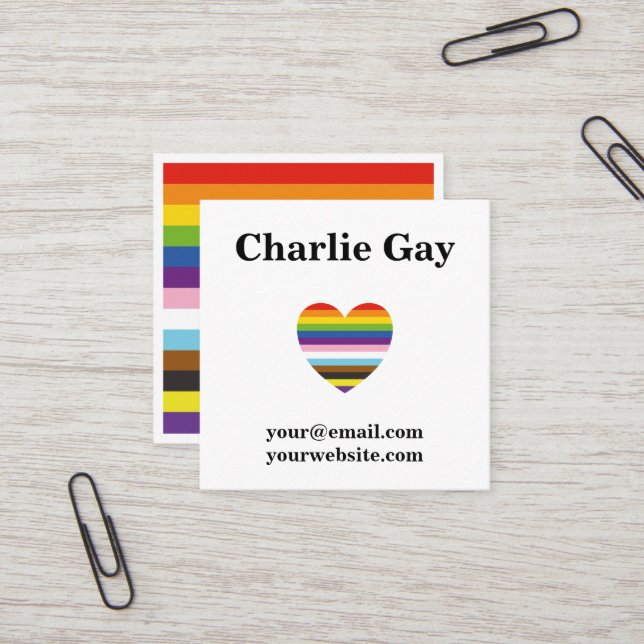 Inclusive Pride LGBTQ Gay Rainbow Business Card (Front/Back In Situ)