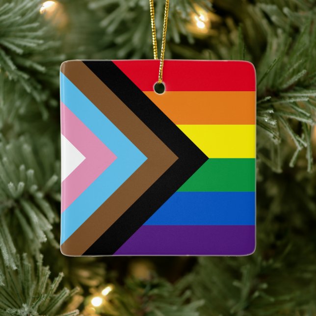 Inclusive rainbow Lgbtq gay diversity flag Ceramic Ornament (Tree)