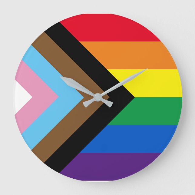 Inclusive rainbow Lgbtq gay diversity flag Large Clock (Front)