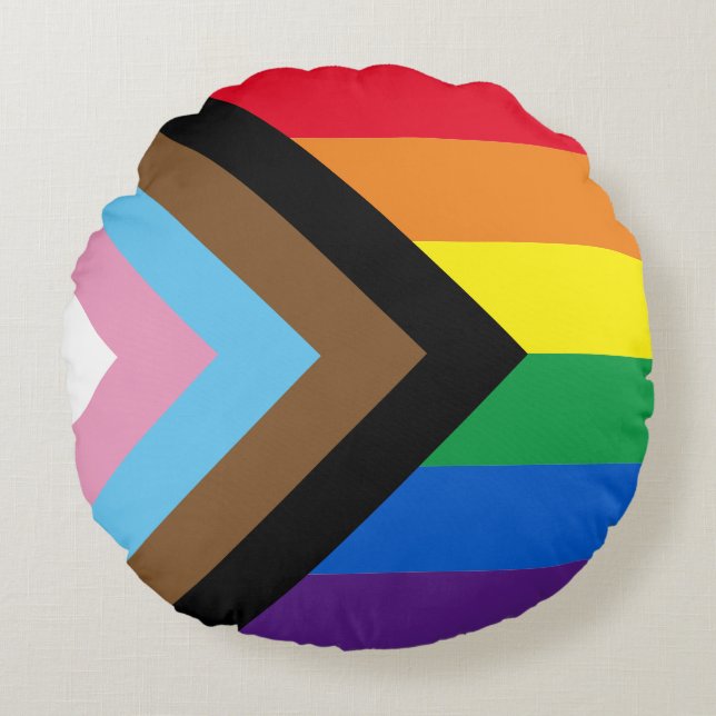 Inclusive rainbow Lgbtq gay diversity flag Round Cushion (Front)
