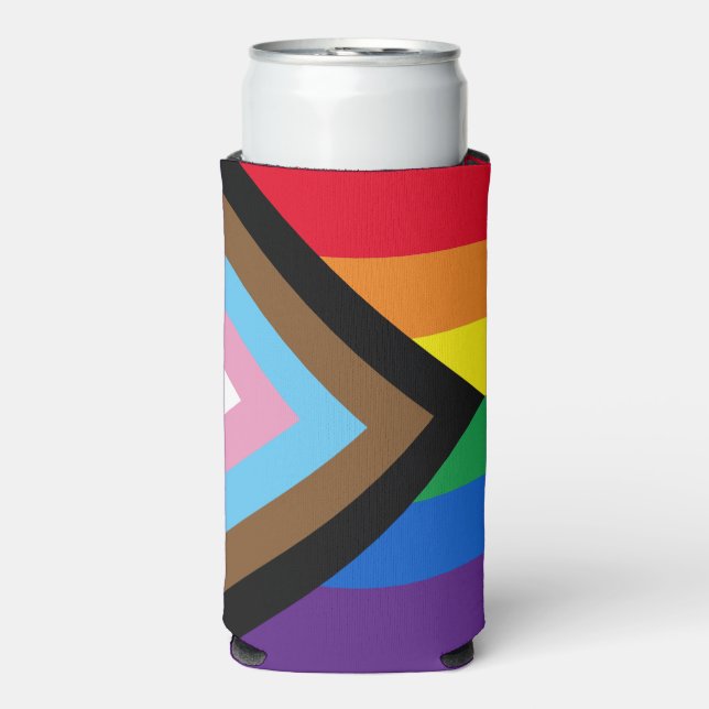 Inclusive rainbow Lgbtq gay pride flag Seltzer Can Cooler (Seltzer Front)