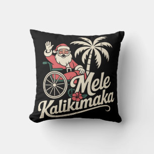 Inclusive Santa in Wheelchair Hawaiian Christmas Cushion