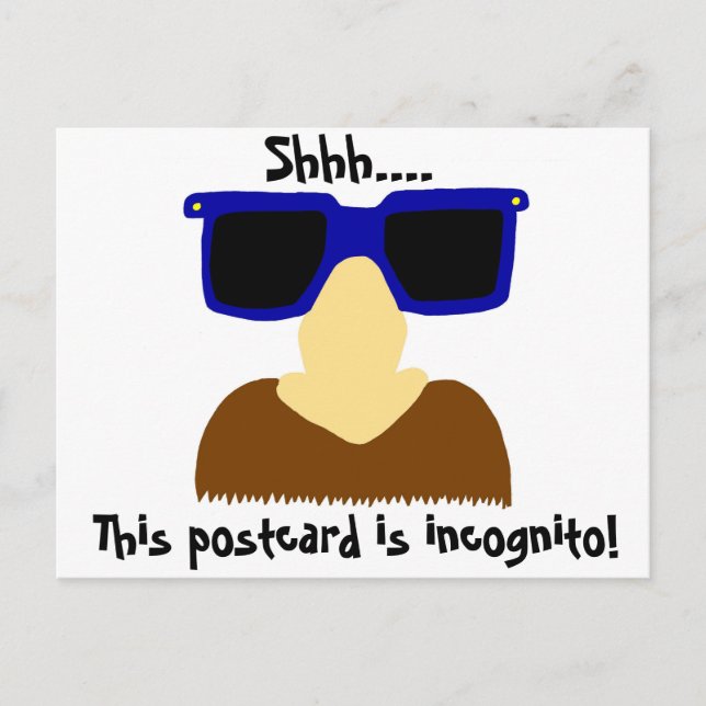 Incognito Moustache & Glasses Postcard (Front)