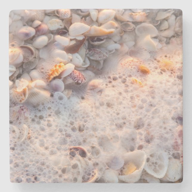 Incoming Surf And Seashells On Sanibel Island Stone Coaster (Front)