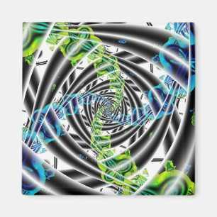 Incomplete Blue and Green Fractal Art Magnet