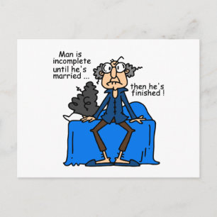 Incomplete Then Finished Marriage Humour Postcard