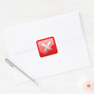Incorrect Red X Symbol Square Sticker