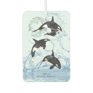Incredible Black and White Watercolor Orcas Car Air Freshener