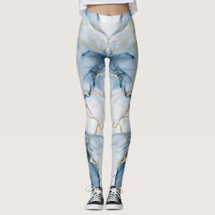 Incredible Colour Print Light Blue Marble Leggings