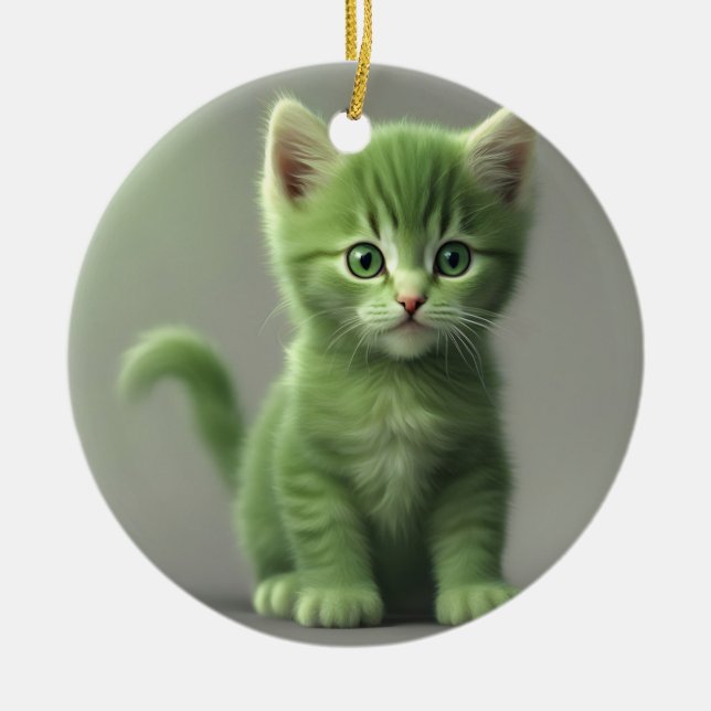 Incredible Kitten Ceramic Ornament (Front)