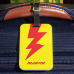 Incredible lightning strike bolt flash custom luggage tag<br><div class="desc">Incredible lightning strike bolt flash custom travel luggage tag . Personalize with custom name or monogram. Colors can be changed. Cool thunderbolt baggage label design for bags and suitcases.</div>