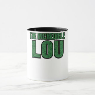 Incredible Lou - Green Brick Pattern Typography Mug