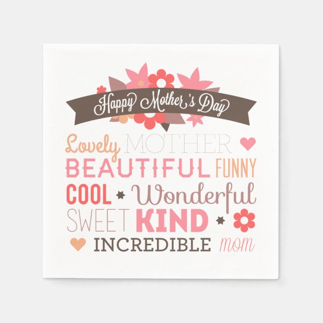 Incredible Mum Happy Mother's Day | Napkin (Front)