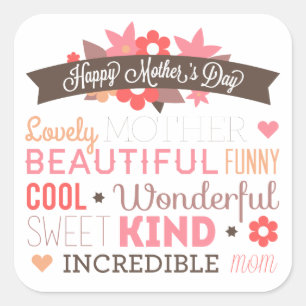 Incredible Mum Happy Mother's Day Sticker Seal