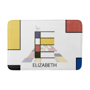 Incredible Neoplasticism Art Monogram. Letter E Bath Mat