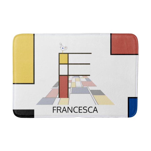 Incredible Neoplasticism Art Monogram. Letter F Bath Mat (Front)