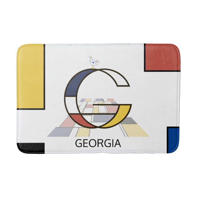 Incredible Neoplasticism Art Monogram. Letter G Bath Mat (Front)
