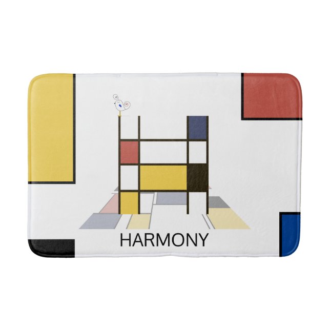 Incredible Neoplasticism Art Monogram. Letter H Bath Mat (Front)