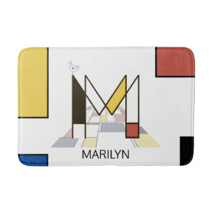 Incredible Neoplasticism Art Monogram. Letter M Bath Mat