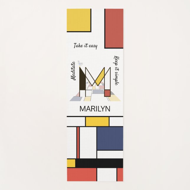 Incredible Neoplasticism Art Monogram. Letter M Yoga Mat (Front)