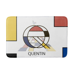 Incredible Neoplasticism Art Monogram. Letter Q Bath Mat