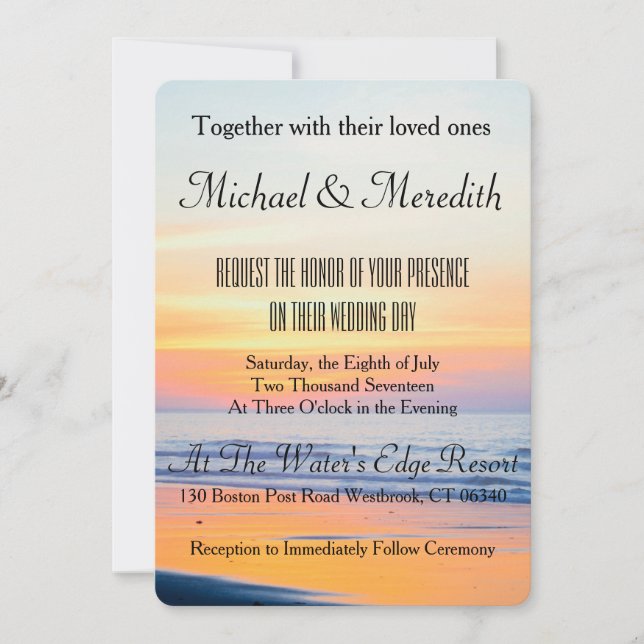 Incredible Sunset Beach Wedding Invitation (Front)