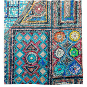 incredibly beautiful and vivid ancient mosaic on t shower curtain