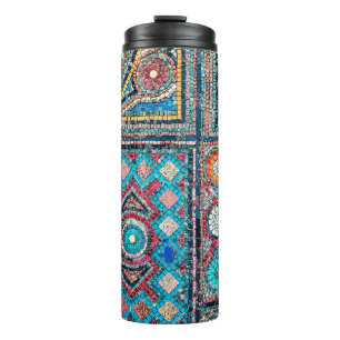 incredibly beautiful and vivid ancient mosaic on t thermal tumbler