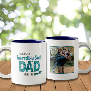 Incredibly Cool Dad - Dark Blue Father’s Day Photo Two-Tone Coffee Mug