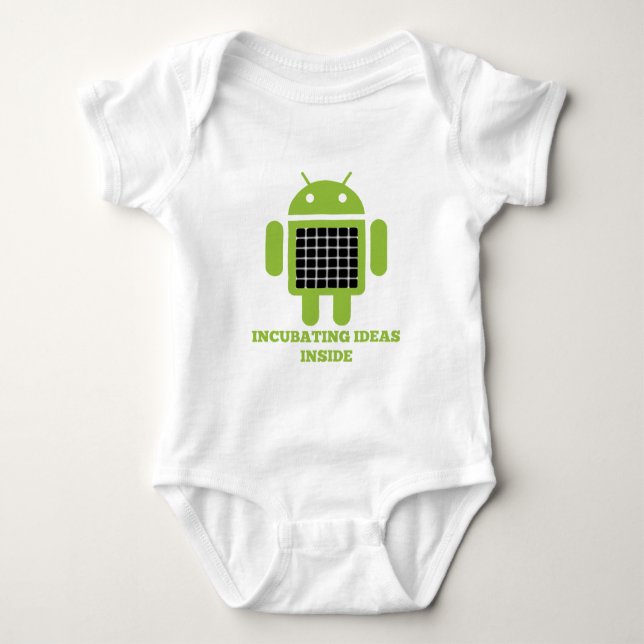 Incubating Ideas Inside (Bug Droid Grid Illusion) Baby Bodysuit (Front)