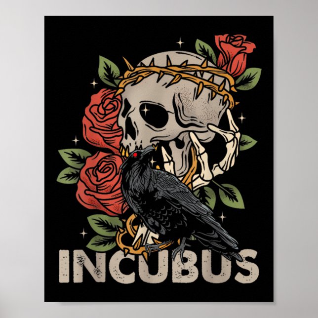 Incubus Crow Left Skull Flower Halloween Costume  Poster (Front)