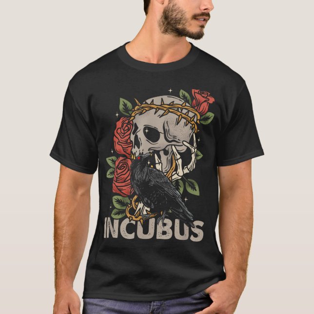 Incubus Crow Left Skull Morning And Flower Hallowe T-Shirt (Front)