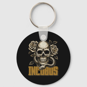 Incubus Skull And Snakes With Roses Dark Vintage H Key Ring